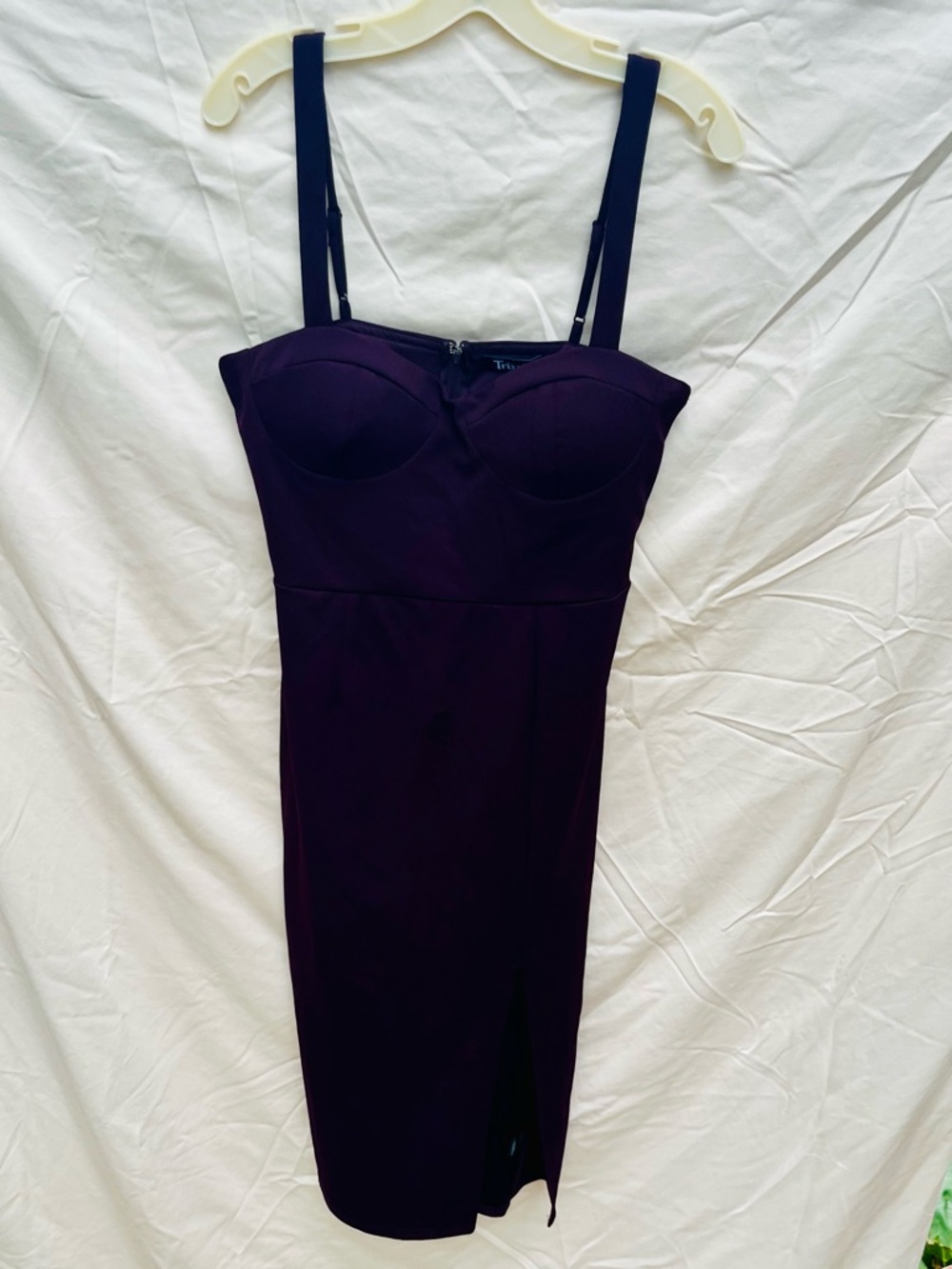 NWT Tricia Size Large Structured Bustier Midi Dress in Deep Plum